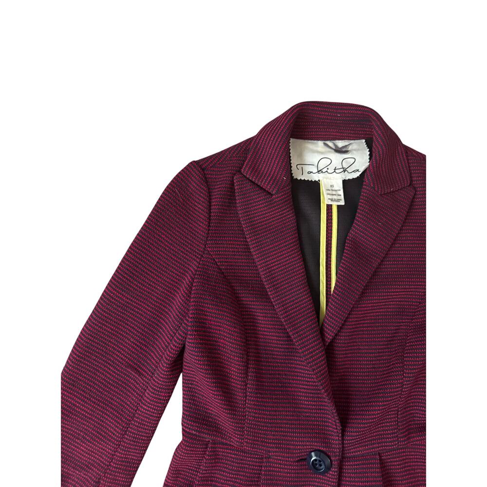 Anthropologie (Tabitha) | Burgundy + Black Striped One-Button Blazer | Size XS